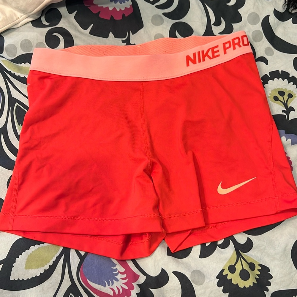 Orange Nike Pro Shorts